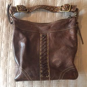 Coach large brown leather bucket bag